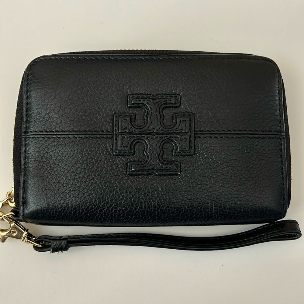 Tory Burch Black Leather Wristlet Wallet